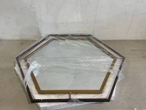lot 292 image: Creative Co-Op Hexagon 2 Tone Metal Framed Wall Mirror, Black and Gold