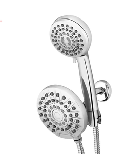 lot 9 image: Waterpik 8-Spray Patterns with 1.8 GPM 6.25 in. Wall Mount Dual Shower Head and Handheld Shower Head in Chrome