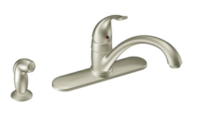 lot 12 image: Moen Torrance Single-Handle Low-Arc Standard Kitchen Faucet with Side Sprayer in Spot Resist Stainless