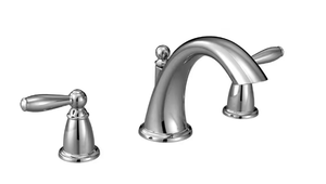 lot 39 image: Moen Brantford 2-Handle Deck-Mount Roman Tub Faucet Trim Kit in Chrome (Valve Not Included)