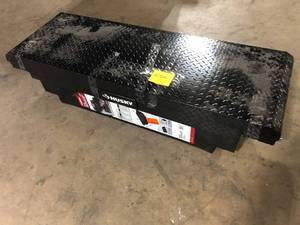 Husky 61.86 in. Matte Black Aluminum Low Profile Mid-Size Crossbed Truck Tool Box  Customer Returns See Pictures