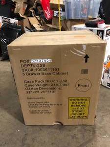 Husky Heavy Duty 18-Gauge Steel 5-Drawer Black Garage Base Cabinet    Customer Returns See Pictures