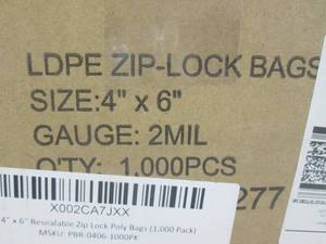 lot 90 image: (BSB) Box of 1,000 4x 6 Zip-Lock ...