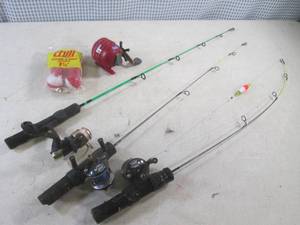 lot 93 image: (EW5) 3 Ice Fishing Rods and Reels,...