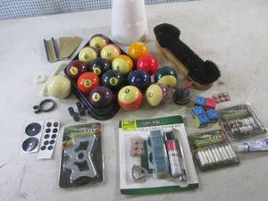 lot 177 image: (CSB) Pool Balls Rack and Other Mis...