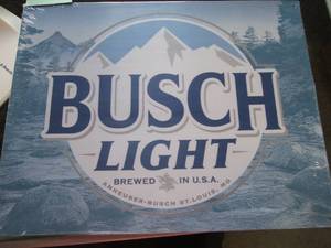 lot 23 image: (C-2) Busch Light Tin Sign - New In...