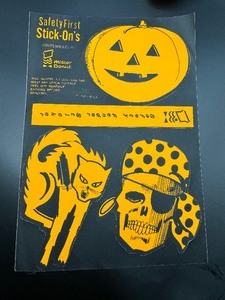 Vintage Halloween Safety Stickers and Paper Treat Cup