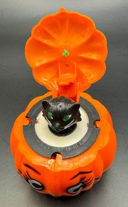 Plastic Pumpkin with Black Cat Inside
