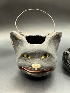 Paper Mache Black Cat Container