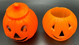 Vintage Halloween Plastic Treat Pumpkins