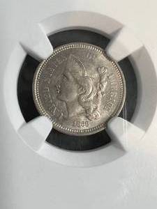 1868 US 3 CENT NICKEL VARIETY NGC MS62