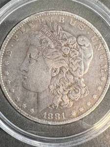 1881 US MORGAN SILVER DOLLAR IN AIRTITE