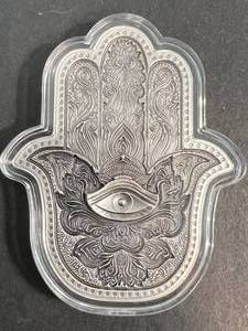 2 TROY OZ .999 FINE SILVER 2022 HAMSA HAND ART BAR IN AIRTITE