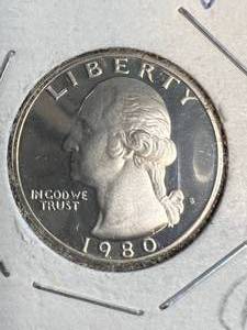 1980-S US PROOF WASHINGTON QUARTER