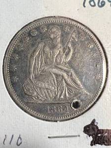 1864 US SEATED LIBERTY HALF DOLLAR
