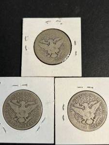 GROUP OF 3 US BARBER HALF DOLLARS 1907-O-D-S
