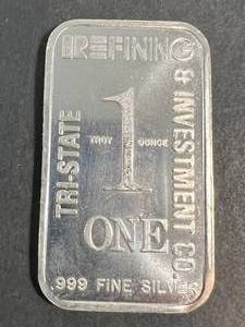 1 TROY OZ .999 FINE SILVER INVESTMENT CO BAR