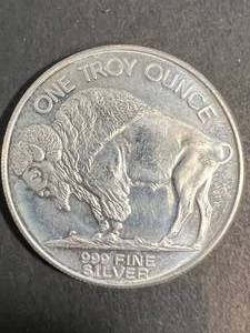 1 TROY OZ .999 FINE SILVER INDIAN BUFFALO ROUND