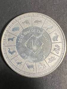 1 TROY OZ .999 FINE SILVER 2015 YEAR OF THE GOAT ROUND