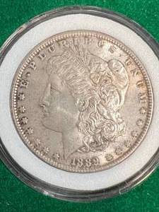 1889 US MORGAN SILVER DOLLAR IN AIRTITE