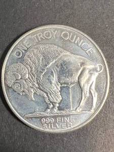 1 TROY OZ .999 FINE SILVER INDIAN BUFFALO ROUND