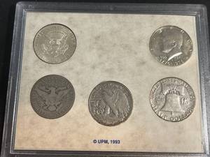 5 US HALF DOLLARS IN HISTORIC CASING