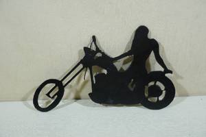lot 13 image: Lazer Cut Steel Girl on Motorcycle