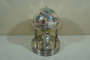 lot 63 image: Vintage Mother of Pearl and Gemstone Rotating Base Globe Weather Station