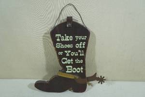 lot 71 image: Cowboy Boot Shaped Sign