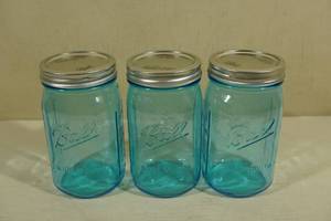 lot 100 image: 3 Ball Wide Mouth Glass Canning Jars
