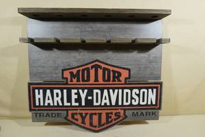lot 106 image: Harley Davidson Wooden Wine Rack