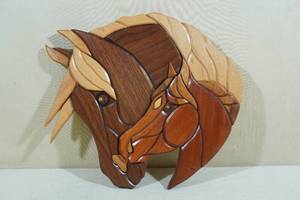 lot 242 image: Wooden Horse Wall Dcor