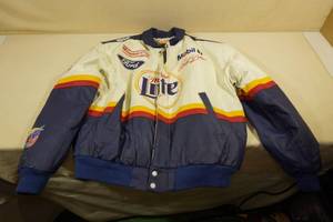 lot 282A image: Nascar Miller Lite Leather Jacket -Large