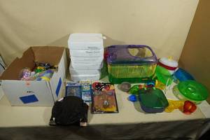lot 316 image: Assorted Collectables - Toys, Plates, Hamster Cage