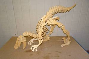 lot 332 image: Velociraptor Wooden Dinosaur Skeleton Model