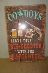 lot 340 image: Wooden Decorative Cowboy Sign
