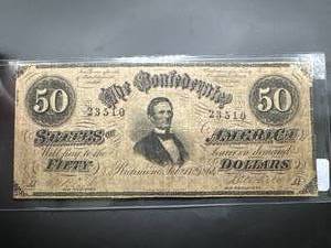 Genuine Confederate $50 Bill 1st Series from 1860s