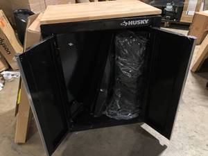Husky 9-Piece Ready-to-Assemble Steel Garage Workstation in Black (80 in. W x 69.5 in. H x 19.5 in. D)   Customer Returns See Pictures