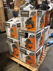 Pallet of Assorted Ridgid WetDry Shop Vacs Various Models Sizes and Conditions   Customer Returns See Pictures