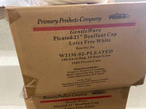 lot 57 image: Pleated 21 Bouffant Caps - 5 Boxes 1000 pieces per box