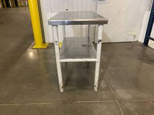 lot 108 image: Two-Tier Table with Stainless Steel top and shelf