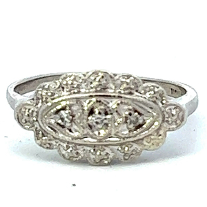 lot 6 image: Unknown Maker (Coronation) Beautiful, Ornate Diamond White 10K Ring, Set With Diamond . Size 7.5-7.75.