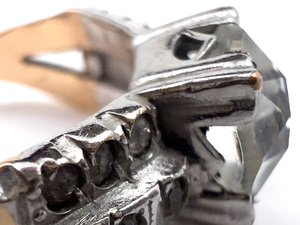 lot 28 image: HENRY WEXEL ANTIQUE - circa 1900 Rhinestone 130 14K R.G.P ring, Set With White Rhinestone