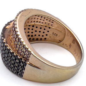 lot 57 image: Stauer Rose Plated Sterling Silver Ring, Set With Black & Pink Stones . Size 8 - 8.25.