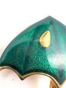 lot 124 image: Green Enamel Umbrella, Yellow Base Metal Brooch.