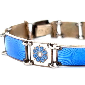 lot 21 image: DAVID ANDERSEN Guilloche Enamel Gilt Sterling Bracelet. Mid Century Design