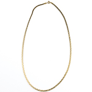 lot 38 image: Sleek, Fancy Square Snake Yellow Base Metal Chain Necklace.