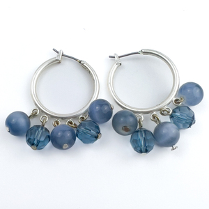 lot 42 image: 2 (two) pairs of earrings (no maker marks) White Base Metal Hoop Earrings .