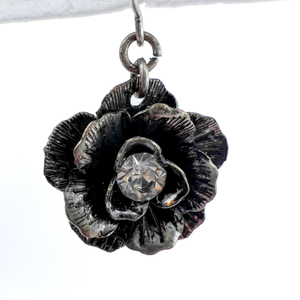 lot 45 image: Premier Designs, White Metal French Wire Earrings. Flower Dangles.