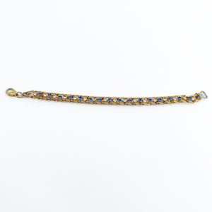 lot 50 image: Rhinestone, Yellow Base Metal Bracelet. Blue And Clear Rhinestones.
